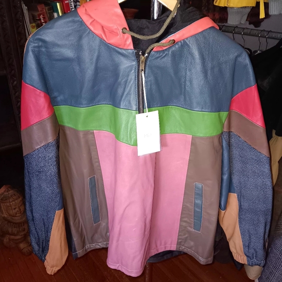 M&K custom Leather Pulloverl Hooded Jacket - Picture 1 of 4